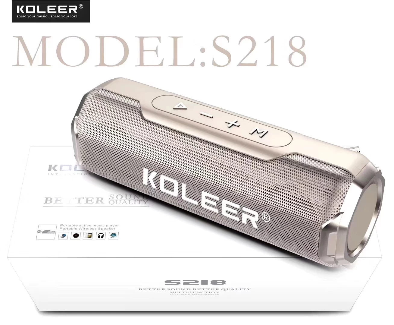 KOLEER S218 New Bluetooth Speaker 1200 MAh Battery Outdoor Portable Sound Box HD Stereo Sound Bass Subwoofer Loudspeaker